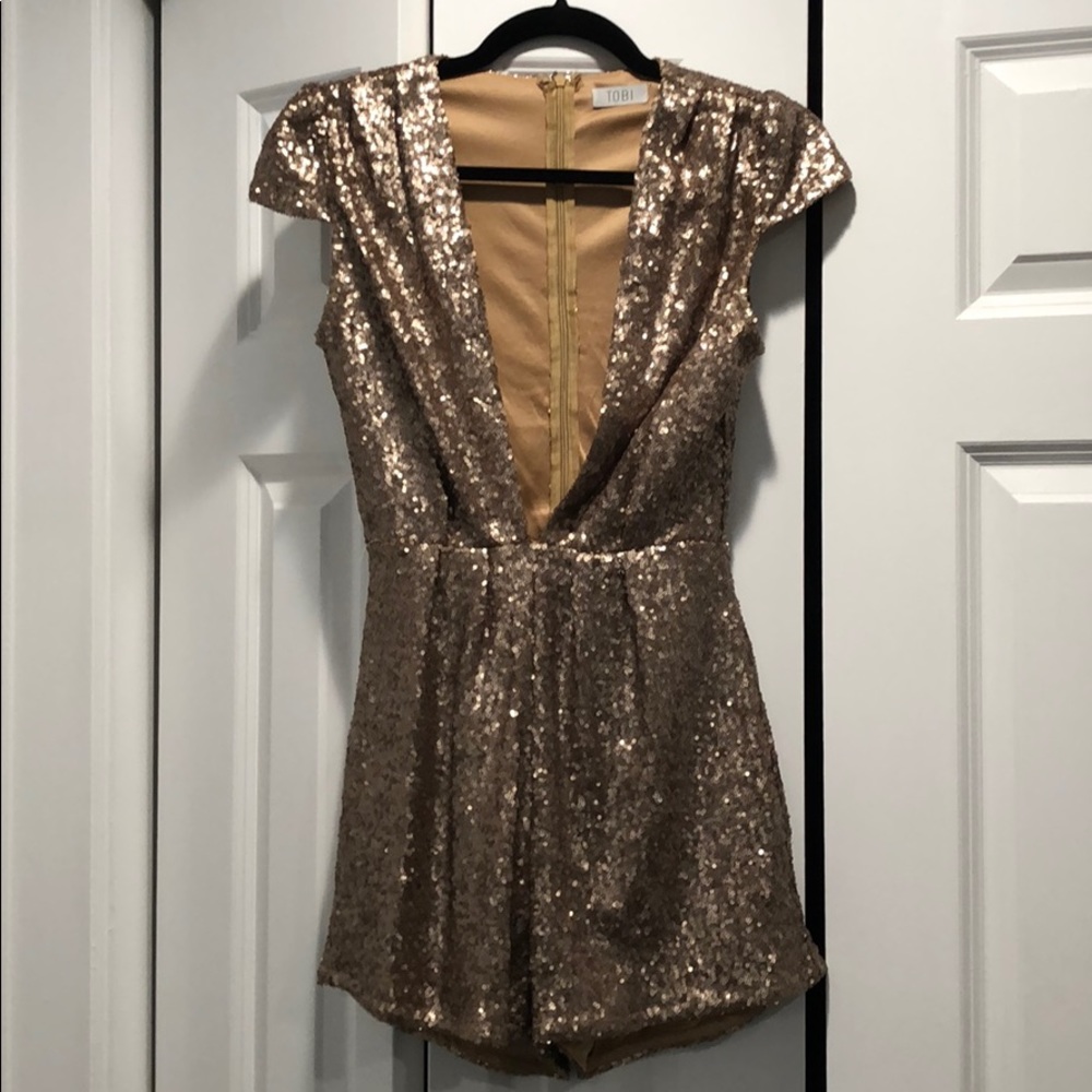Gold sequin romper